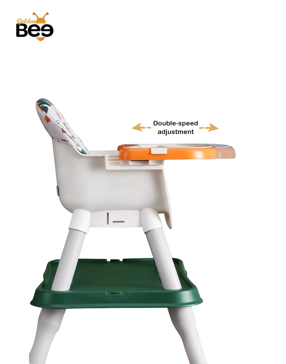 Golden Bee Multifunction 5 in 1 Baby High Chair, Lower & Booster Baby Chair with Food Tray, Study Table & Game Table, Certified for Safety, for Baby Boy & Girl from 6 Month to 5 Years (Orange) - Image 3