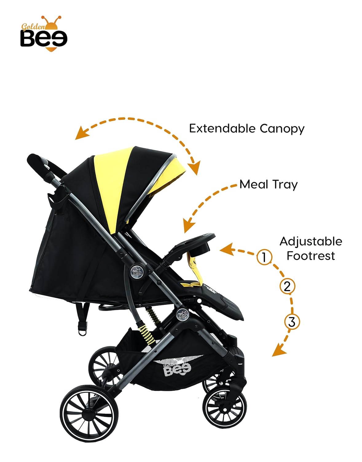 Golden Bee Choco Joy Stylish Baby Stroller/Parm with Detachable