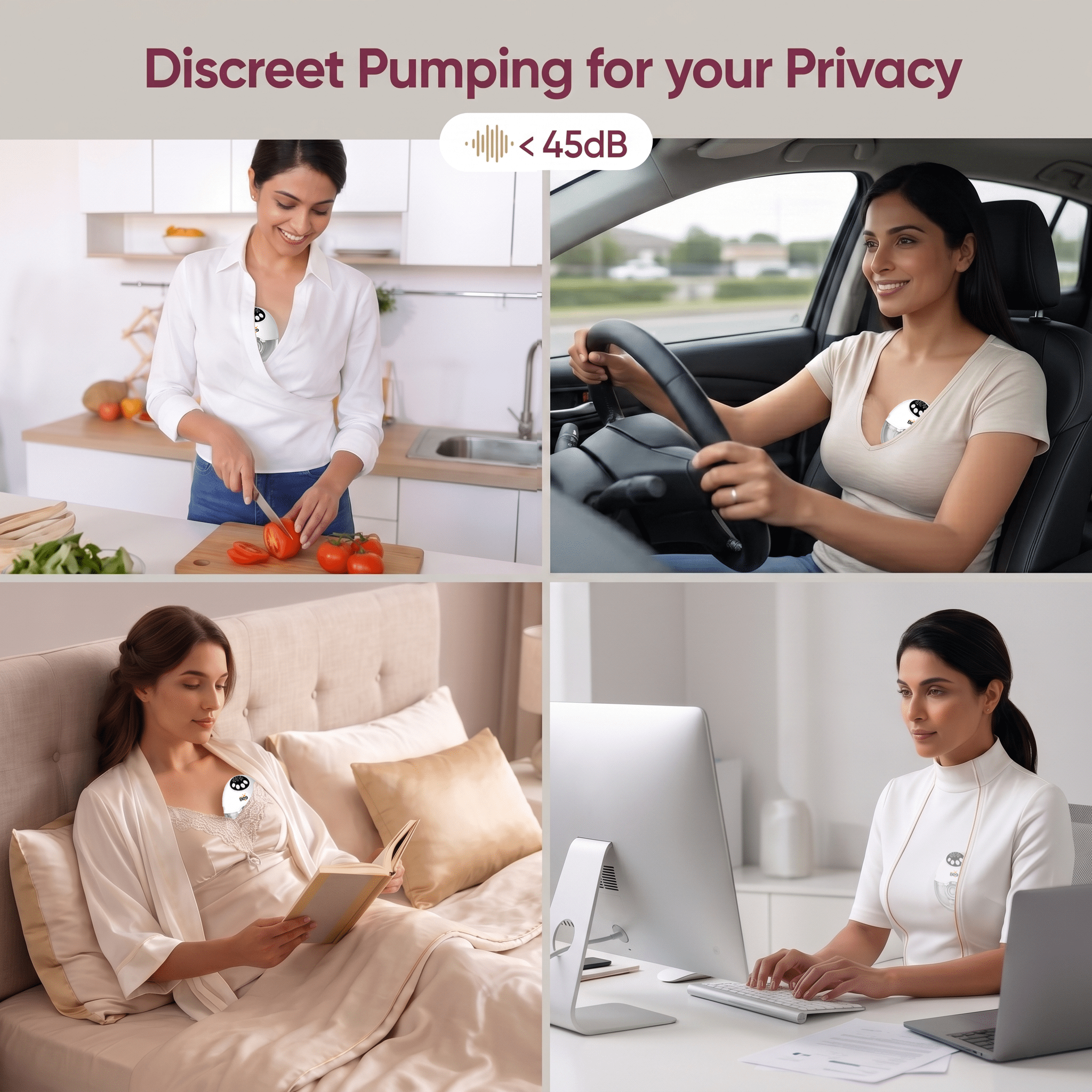 Golden Bee Electric Breast Pump for Feeding Mothers, Wearable Breast Milk Pump, Portable Rechargeable Breastfeeding Pump with 4 Modes & 12 Levels, 160ml BPA-Free Milk Cup, LED Display, 1200mAh battery , 1 Year Warranty - Image 3